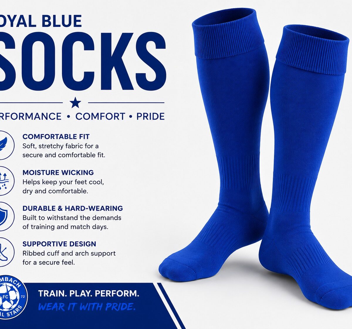 CWMBACH ROYAL STARS ROYAL SOCKS